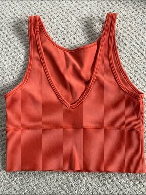 Lululemon Pivot Tank Ribbed V-Neck Cropped Tank - Coral
